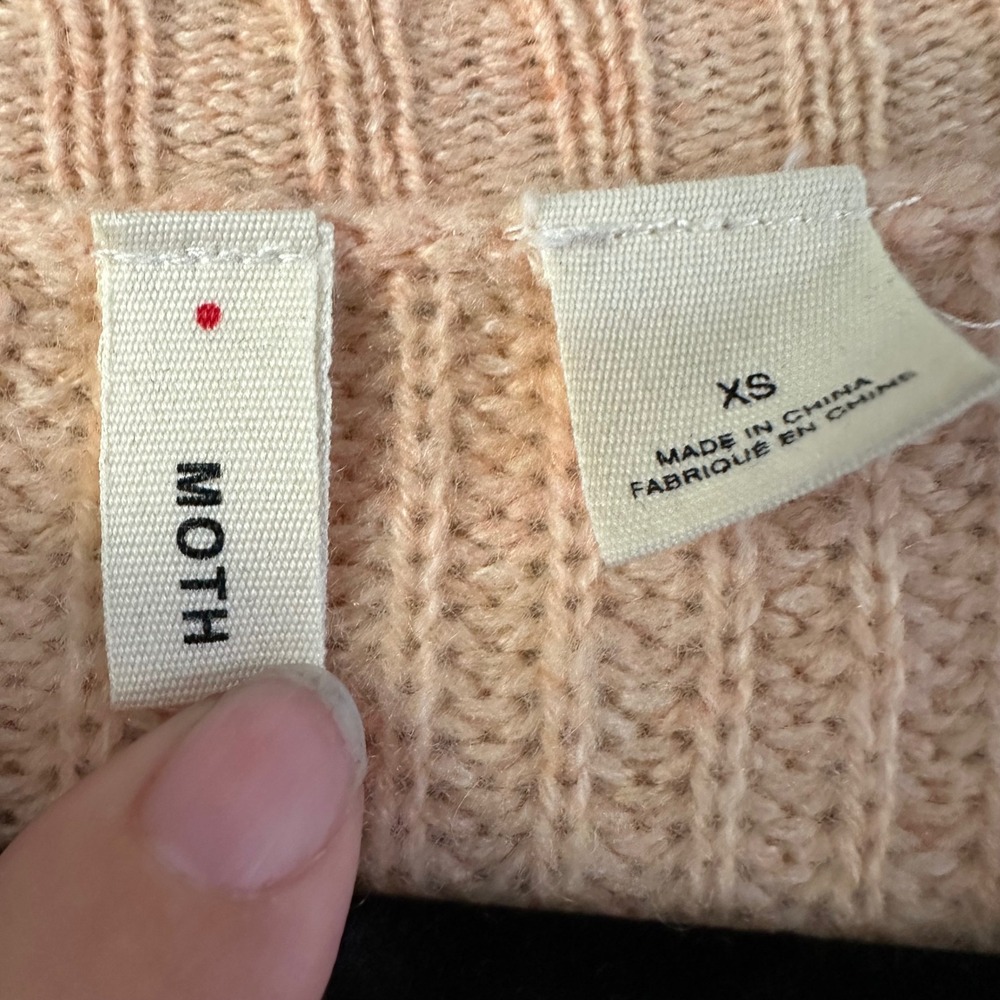 Anthropologie Moth‎ 100% Cashmere Peach Orange Bell Sleeve Knit Sweater XS - Picture 4 of 10